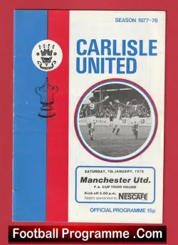 Carlisle United v Manchester United 1978 - FA Cup Match - football programme