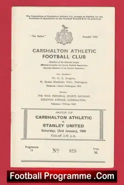 Carshalton Athletic v Stanley United 1960 – Amateur Cup