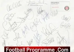 Charlton Athletic Football Club Multi Autographed Sheet 2001 2002