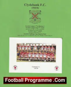 Clydebank Football Club Multi Autographed Sheet 1995 1996