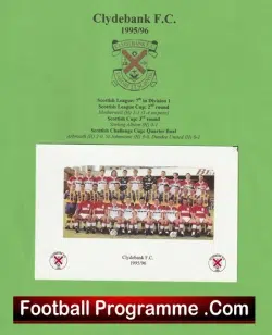 Clydebank Football Club Multi Autographed Sheet 1995 1996