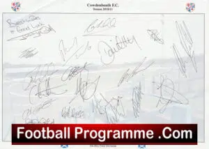 Cowdenbeath Football Club Multi Signed Autographed Sheet 2010 – 2011