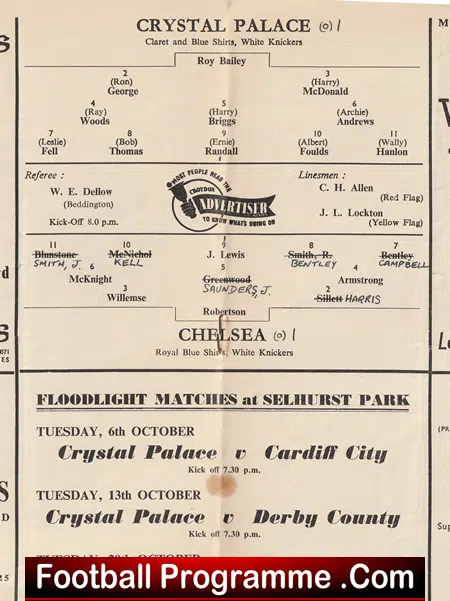 Crystal Palace v Chelsea 1953 - 1950s Football Programme - Image 3