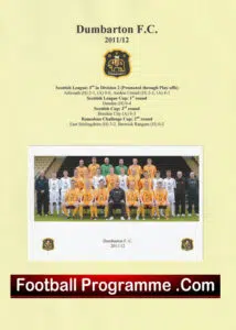 Dumbarton Football Club Multi Autographed Signed Team 2011 – 2012