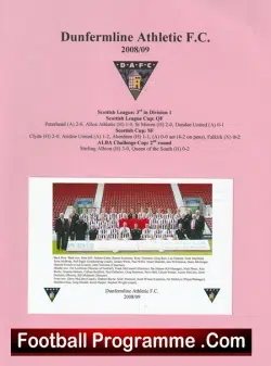 Dunfermline Athletic Football Club Multi Autographed Sheet 2008 2009