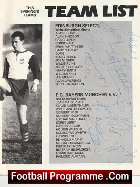 Edinburgh v Bayern Munich 1985 - Multi Signed Autographed - Image 3