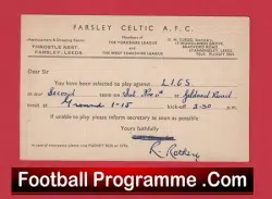 Farsley Celtic Football Club Team Official Players Selection Card 1950 – C1