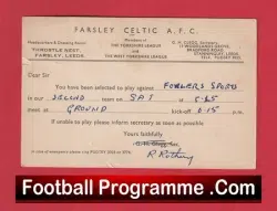 Farsley Celtic Football Club Team Official Players Selection Card 1950 - C5 - football programme