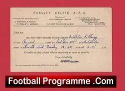 Farsley Celtic Football Club Team Official Players Selection Card 1950 - C7 - football programme