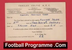Farsley Celtic Football Club Team Official Players Selection Card 1950 – C8