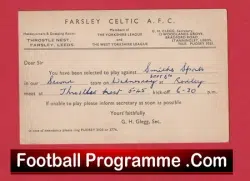 Farsley Celtic Football Club Team Official Players Selection Card 1950 – C9