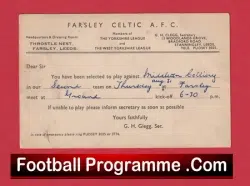 Farsley Celtic Football Club Team Official Players Selection Card 1950 – C10