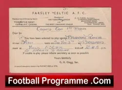 Farsley Celtic Football Club Team Official Players Selection Card 1951 – C13