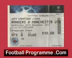 Glasgow Rangers v Manchester United 2010 – Match Ticket Scotland