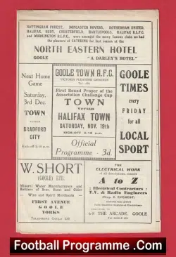Goole Town v Halifax Town 1955 - First League Team FA Cup - football programme