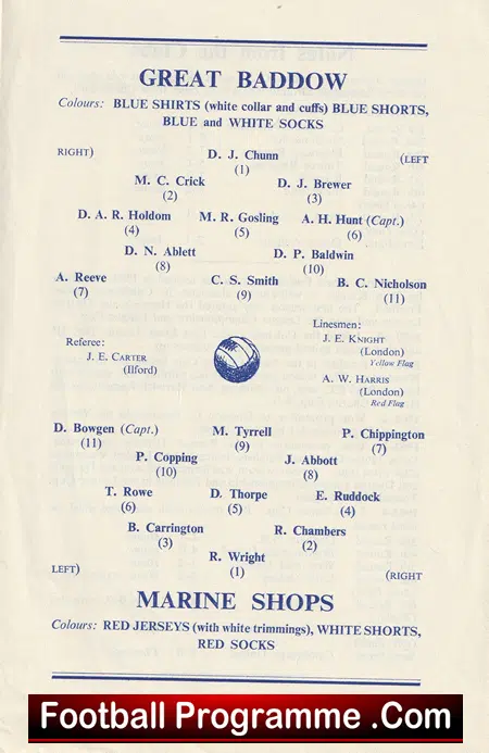Great Baddow v Marine Shops 1964 - Layer Road - Colchester Final - Image 3