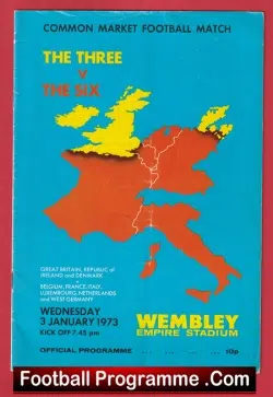 Great Britain v Germany 1973 - Common Market + Bobby Charlton - football programme