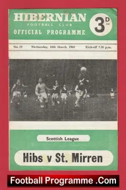 Hibernian Hibs v St Mirren 1960 – Scotland