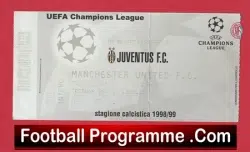 Juventus v Manchester United 1999 - Treble Season Ticket - football memorabilia