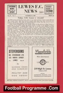 Lewes v Arundel 1955 – 1950’s Football Programme