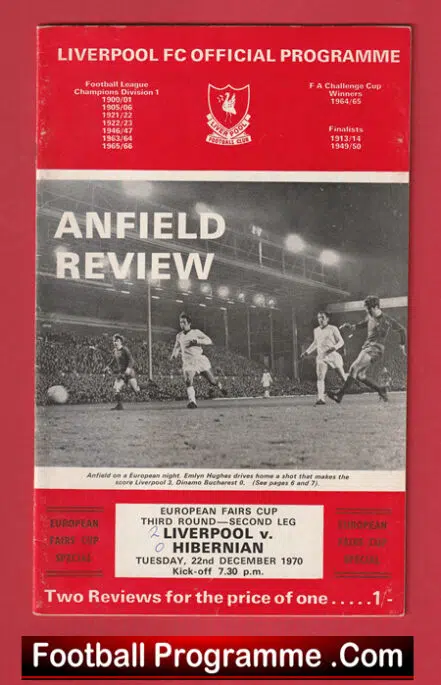 Liverpool v Hibernian Hibs 1970 – Fairs Cup