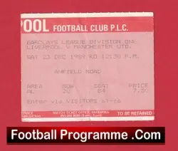 Liverpool v Manchester United 1989 – Match Ticket