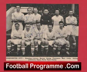 Manchester City Football Club Multi Autographed Signed Team Picture 1950s