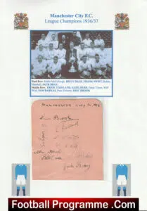 Manchester City Football Club Multi Autographed Signed Team 1936 – 1937
