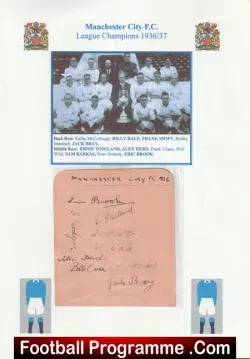 Manchester City Football Club Multi Autographed Signed Team 1936 - 1937 - football programme