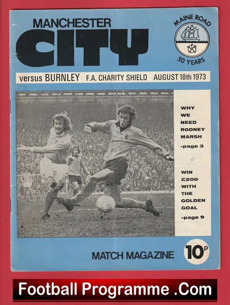 Manchester City v Burnley 1973 - FA Charity Shield Multi Signed + Denis Law - Image 2