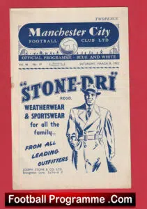 Manchester City v Hibernian Hibs 1952 – Friendly Match