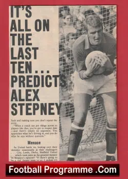Manchester United Alex Stepney Autograph Man Utd 1966 – 1978
