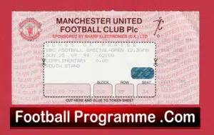 Manchester United BBC Songs Of Praise Ticket 1994 Man Utd