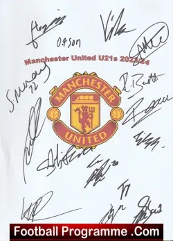 Manchester United Multi Signed Autographed Under 21 U21 Team 2023/24