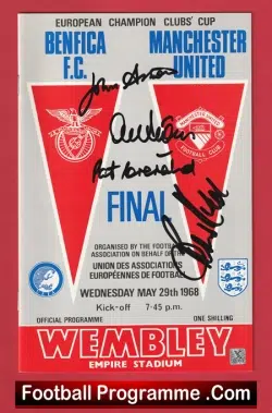 Manchester United v Benfica 1968 – European Cup Final Multi Autographed