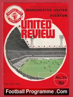 Manchester United v Everton 1974 - football programme