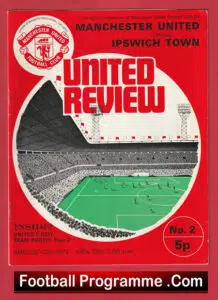 Manchester United v Ipswich Town 1972 – 1970’s + Token Sheet