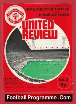 Manchester United v Ipswich Town 1972 – 1970’s + Token Sheet