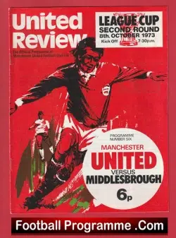 Manchester United v Middlesbrough 1973 - League Cup - football programme