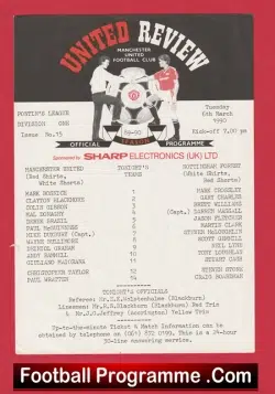Manchester United v Nottingham Forest 1990 – Reserves Mike Duxbury