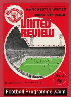 Manchester United v QPR 1973 - Plus the Token Sheet - football programme
