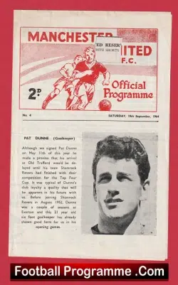 Manchester United v Stoke City 1964 - Reserves Match Programme - football programme