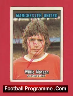 Manchester United Willie Morgan Autograph Signed Football Card Man Utd
