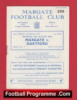 Margate v Dartford 1964 – 1960s Football Programme