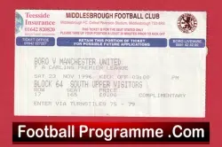 Middlesbrough v Manchester United 1996 – Match Ticket