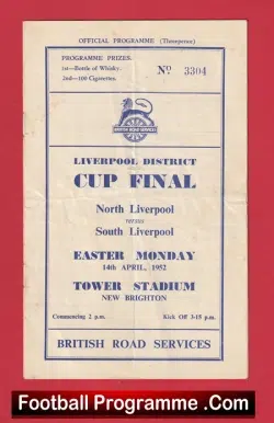 North Liverpool v South Liverpool 1952 – Cup Final Tower Stadium New Brighton