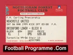 Nottingham Forest v Manchester United 1999 Treble Season Ticket - football memorabilia