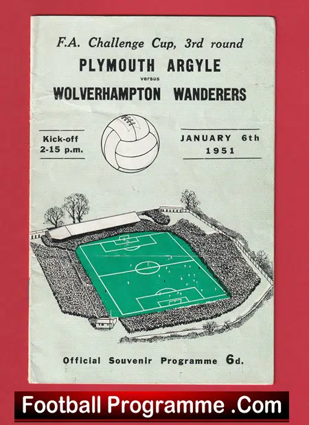 Plymouth Argyle v Wolves 1951 - Multi Autographed Signed - Image 2