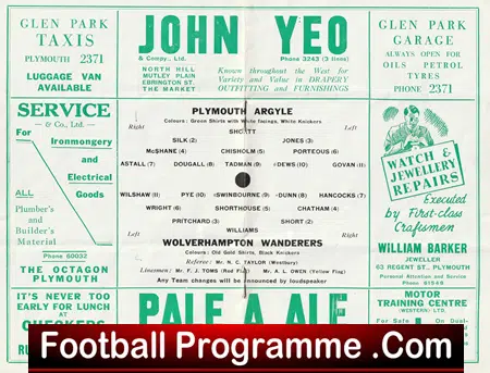 Plymouth Argyle v Wolves 1951 - Multi Autographed Signed - Image 5