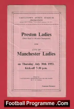 Preston Rangers Ladies v Manchester United Ladies 1953 at Castletown